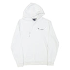CHAMPION Mens White Pullover Hoodie S Classic Logo Cotton Blend Drawstring