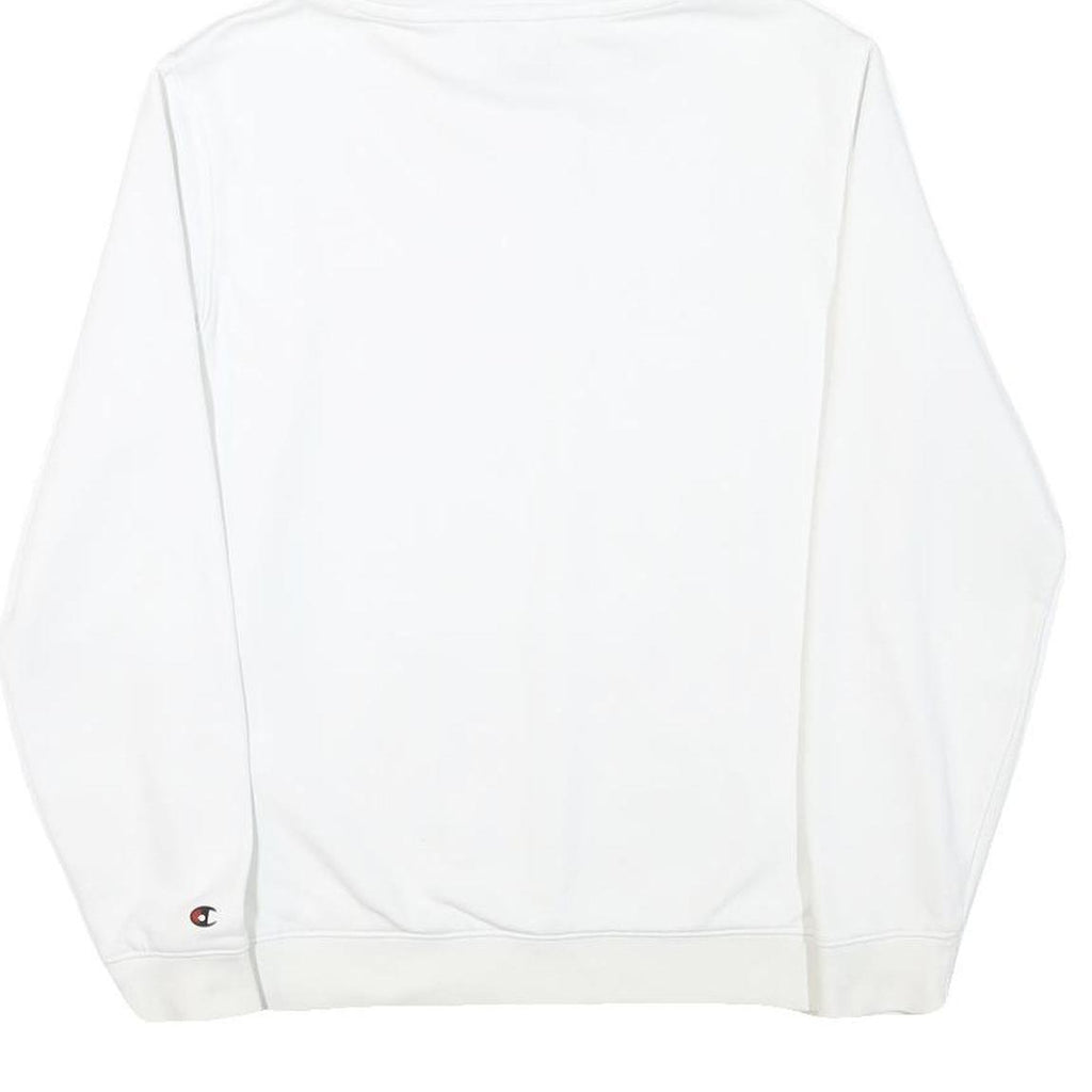 CHAMPION Mens White Pullover Hoodie S Classic Logo Cotton Blend Drawstring