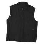 Mens Black Utility Synthetic Sleeveless Jacket L Zip Pockets Casual Outdoor