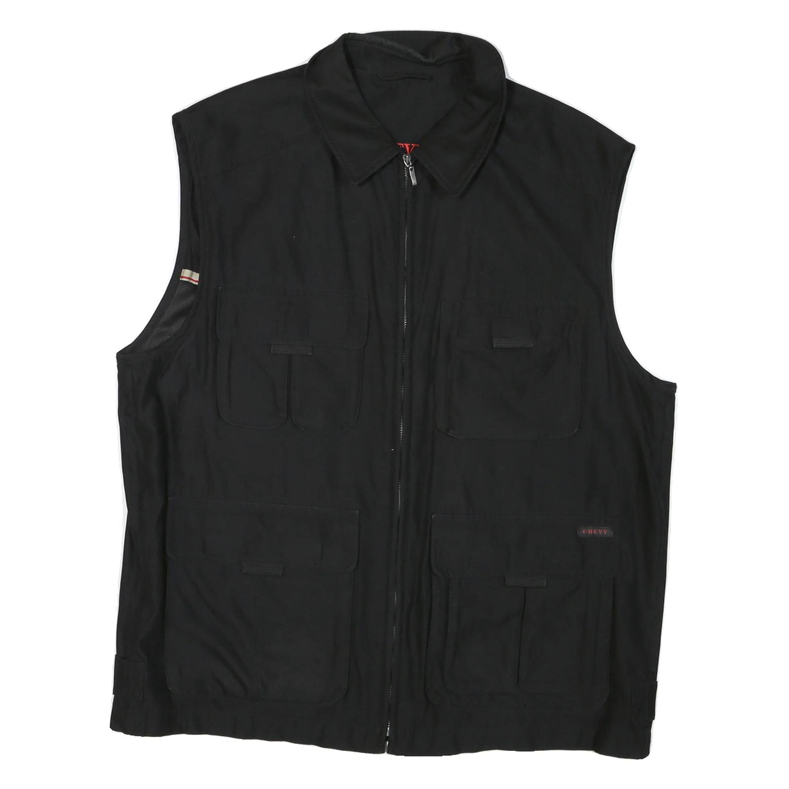 Mens Black Utility Synthetic Sleeveless Jacket L Zip Pockets Casual Outdoor