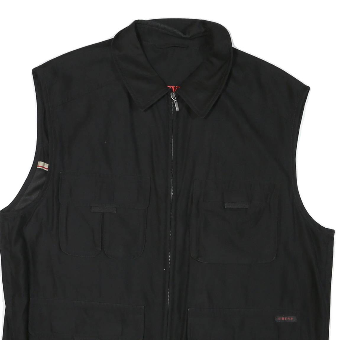 Mens Black Utility Synthetic Sleeveless Jacket L Zip Pockets Casual Outdoor