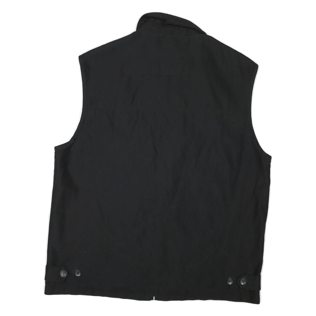 Mens Black Utility Synthetic Sleeveless Jacket L Zip Pockets Casual Outdoor