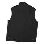 Mens Black Utility Synthetic Sleeveless Jacket L Zip Pockets Casual Outdoor
