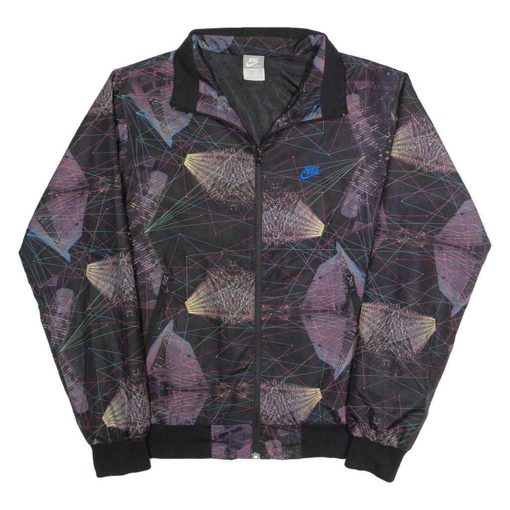 NIKE Womens Track Jacket Black Crazy Pattern S