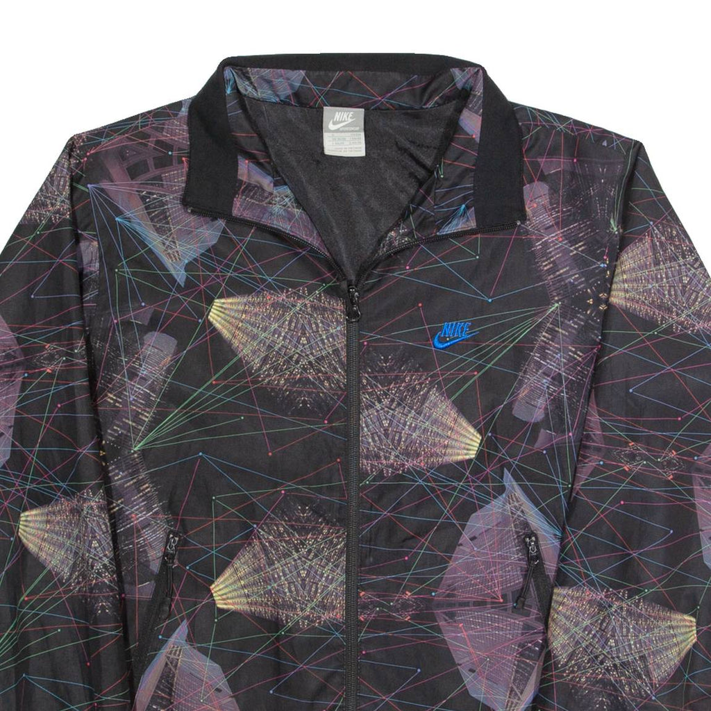 NIKE Womens Track Jacket Black Crazy Pattern S