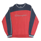 CHAMPION Womens Red & Navy Crew Neck M Colourblock Sweatshirt Cotton Blend