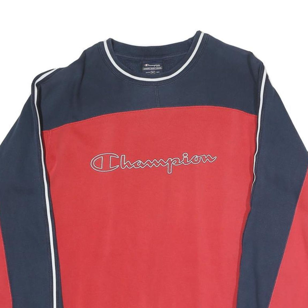 CHAMPION Womens Red & Navy Crew Neck M Colourblock Sweatshirt Cotton Blend
