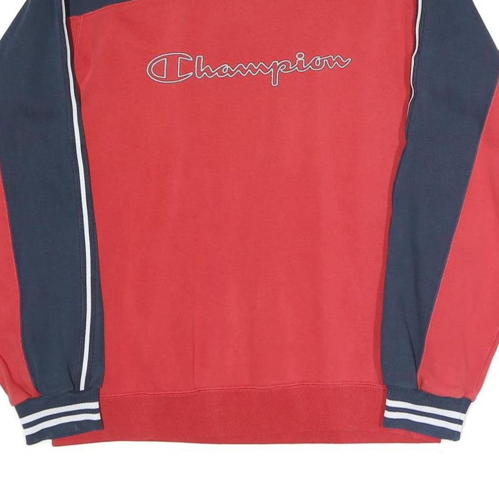 CHAMPION Womens Red & Navy Crew Neck M Colourblock Sweatshirt Cotton Blend