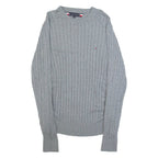 TOMMY HILFIGER Womens Jumper Grey Cable Knit L