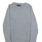 TOMMY HILFIGER Womens Jumper Grey Cable Knit L