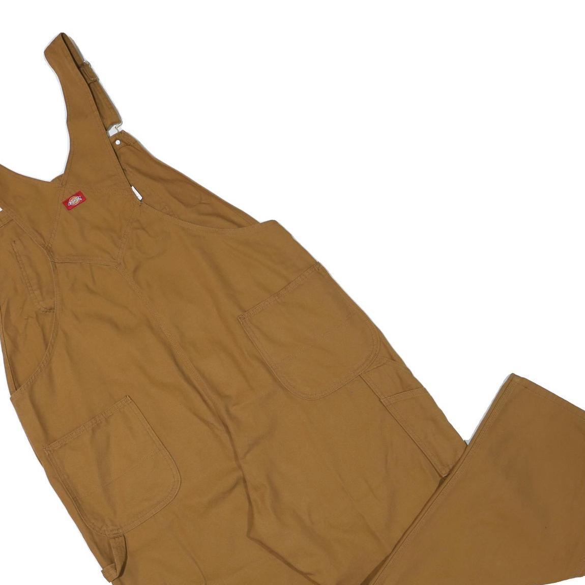 DICKIES Mens Brown Relaxed Dungarees Cotton Blend 2XL W46 L30 Workwear