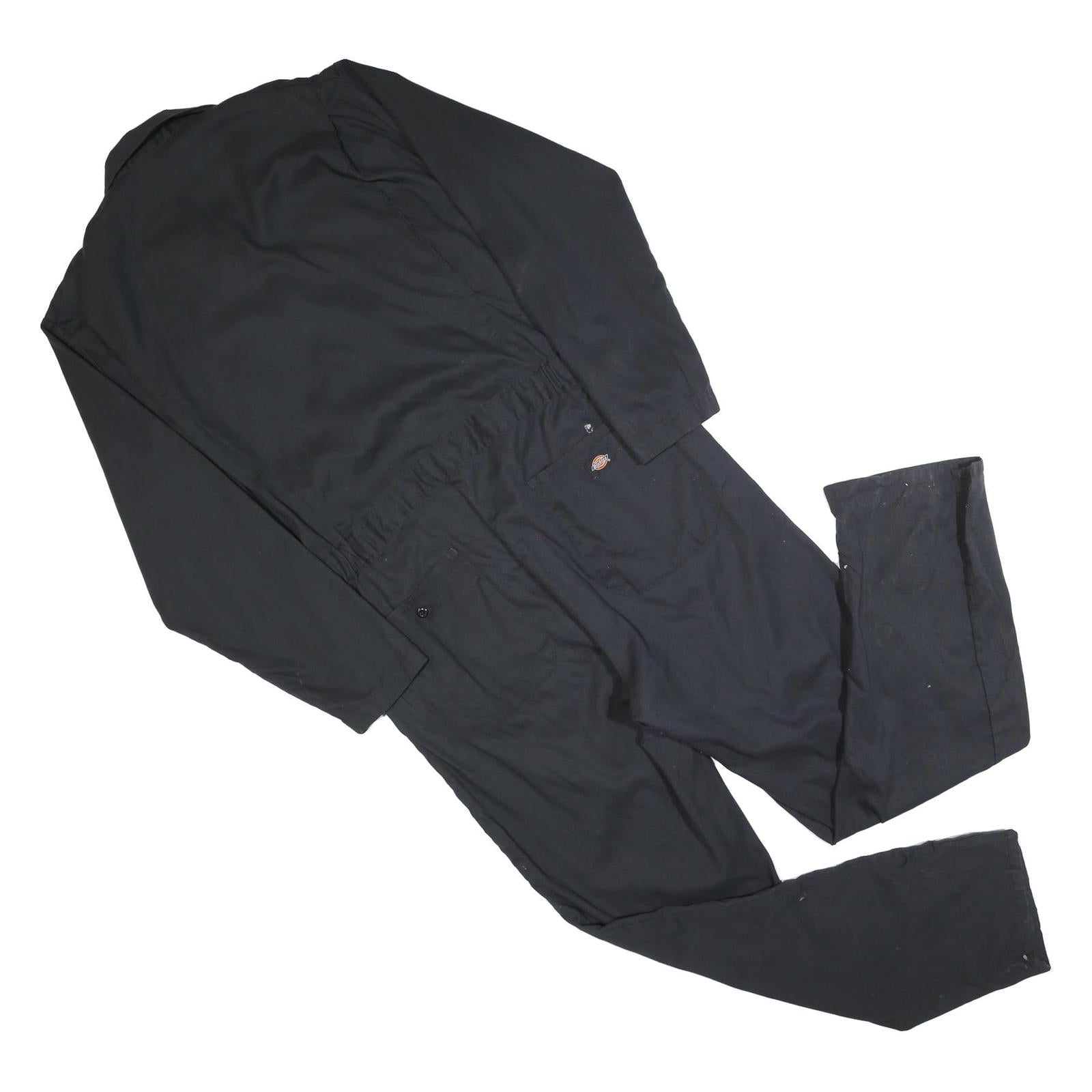 DICKIES Mens Black Cotton Blend Dungarees Regular Fit L W44 L32 Workwear