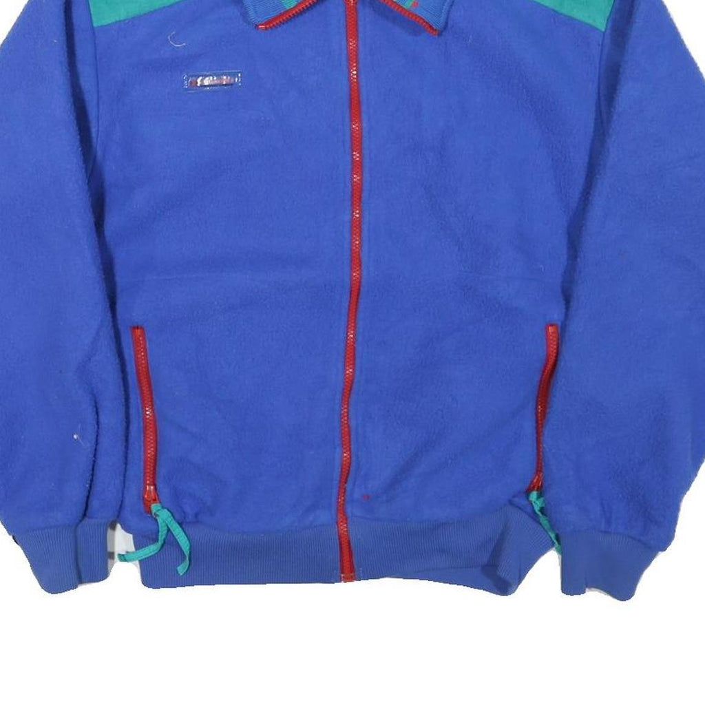 COLUMBIA Mens Blue & Green Retro Polyester Blend Zip Jacket S Fleece Outdoor