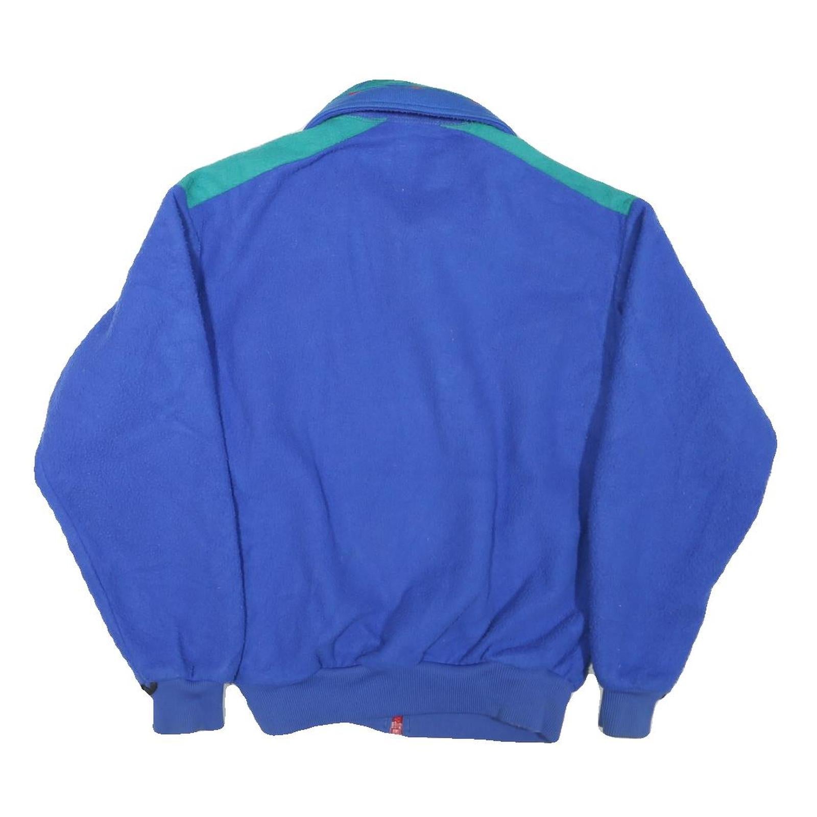 COLUMBIA Mens Blue & Green Retro Polyester Blend Zip Jacket S Fleece Outdoor