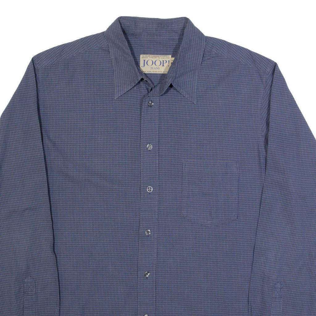 JOOP! Mens Shirt Blue Check Long Sleeve L