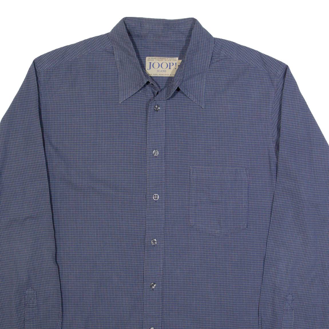 JOOP! Mens Shirt Blue Check Long Sleeve L