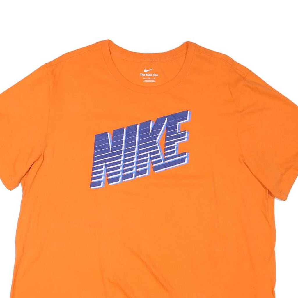 NIKE Mens Orange Graphic T-Shirt XL Short Sleeve Crew Neck Casual Wear