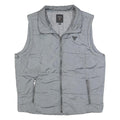 GUESS Mens Grey Zip Jacket XL Polyester Blend Plain Sleeveless Casual