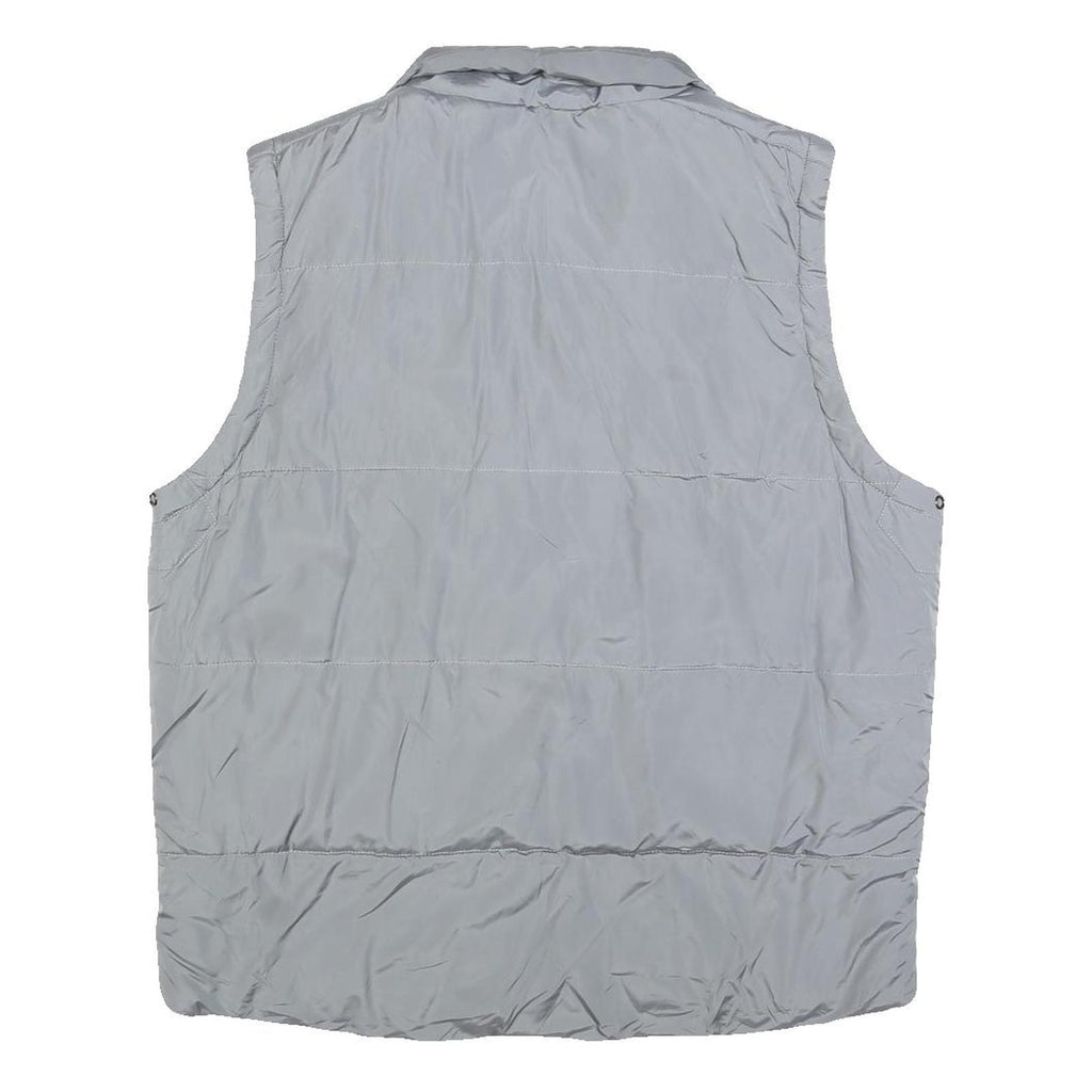 GUESS Mens Grey Zip Jacket XL Polyester Blend Plain Sleeveless Casual