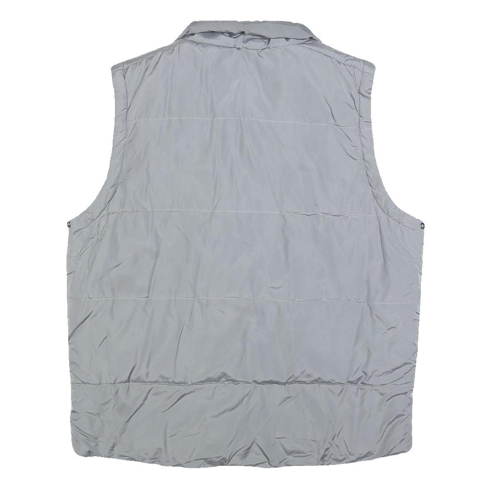 GUESS Mens Grey Zip Jacket XL Polyester Blend Plain Sleeveless Casual