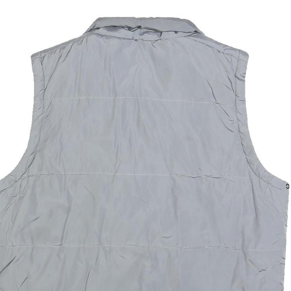 GUESS Mens Grey Zip Jacket XL Polyester Blend Plain Sleeveless Casual