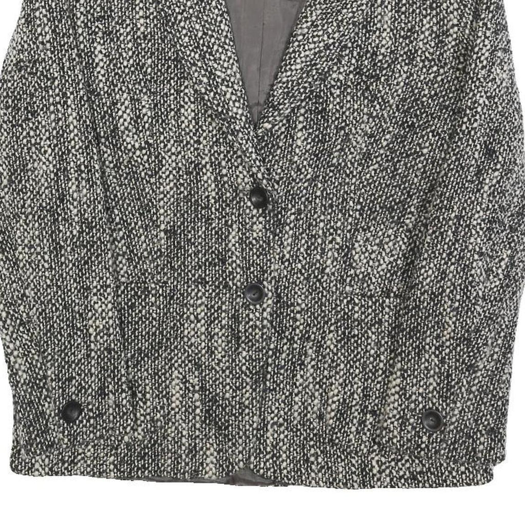 MAX MARA Womens Black & White Wool Blend Button Jacket UK 8 Woven Classic