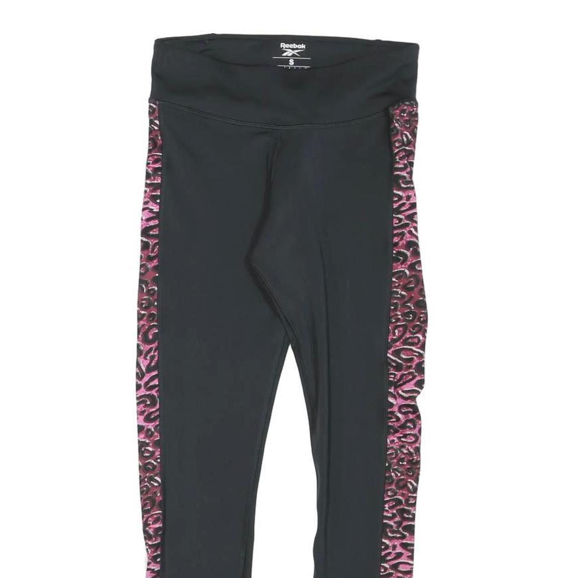 REEBOK Womens Joggers Black & Pink Animal Print Slim Tapered S W26 L26 Fitness