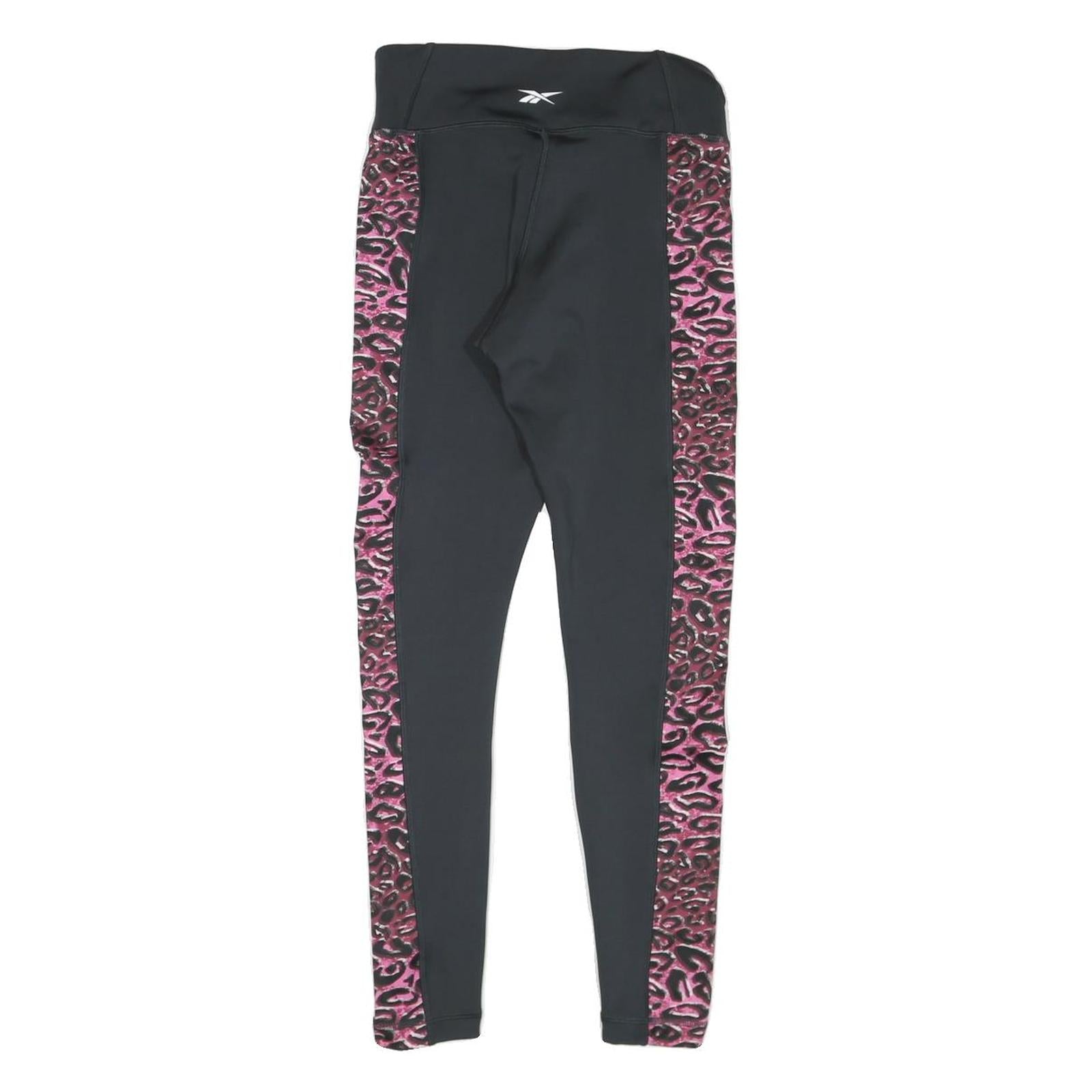 REEBOK Womens Joggers Black & Pink Animal Print Slim Tapered S W26 L26 Fitness
