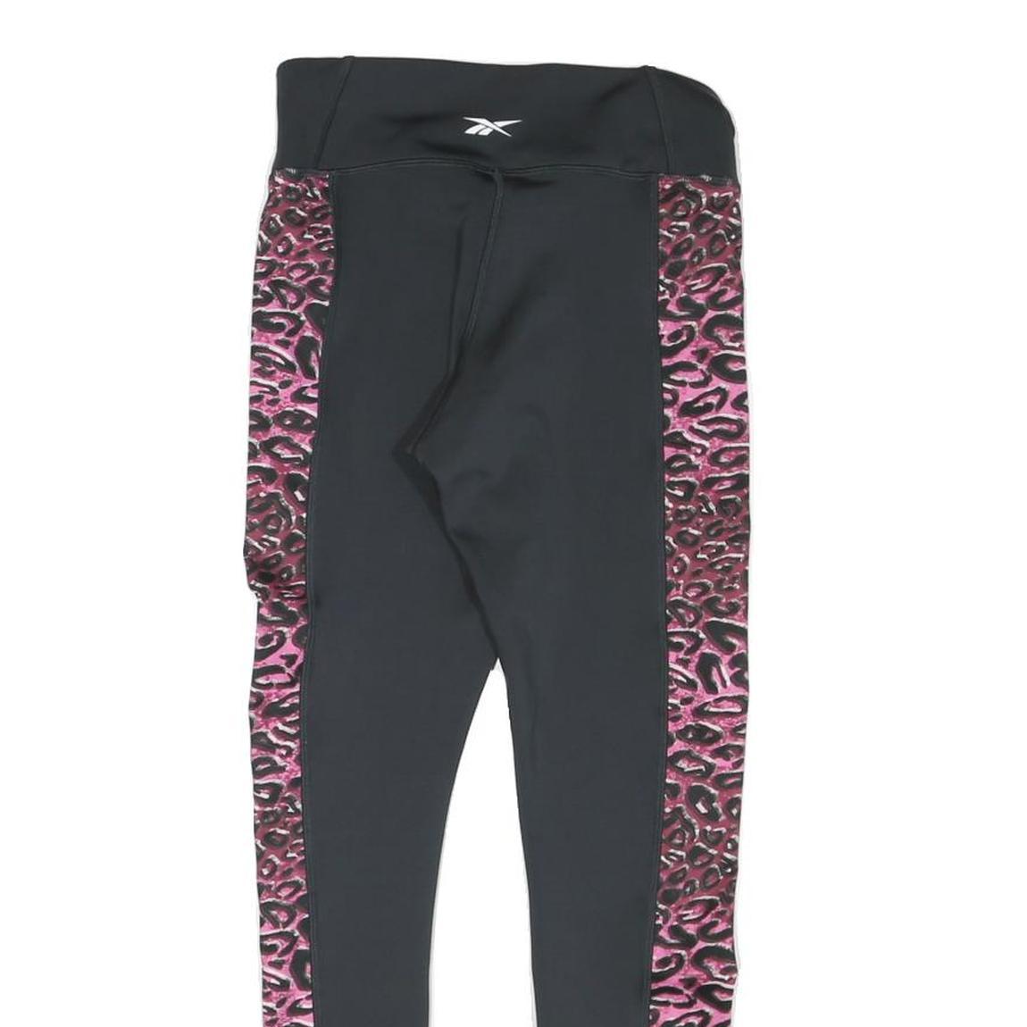 REEBOK Womens Joggers Black & Pink Animal Print Slim Tapered S W26 L26 Fitness