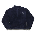 FILA Womens Navy Blue Polyester Blend Zip Jacket 2XL Fleece Casual Outerwear