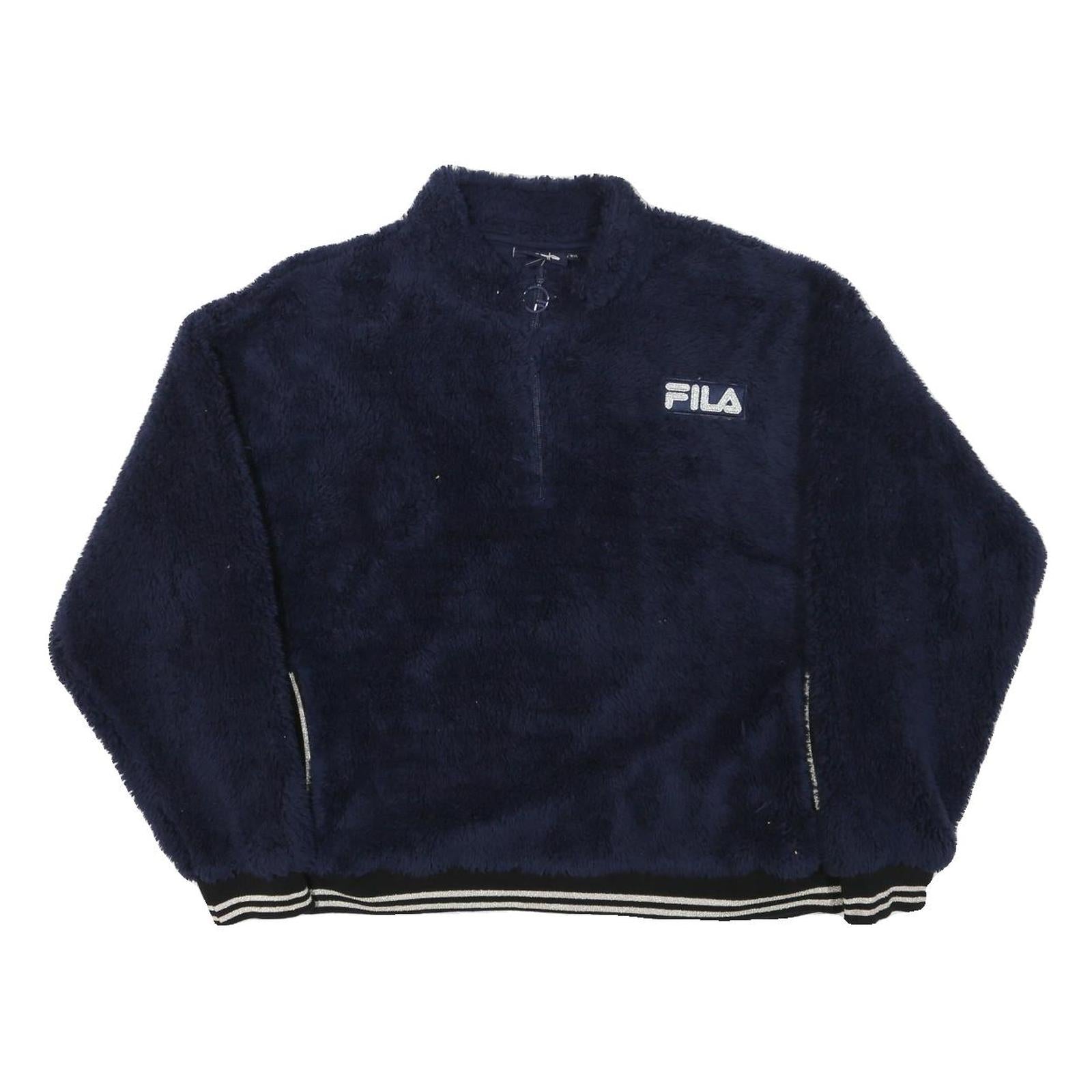 FILA Womens Navy Blue Polyester Blend Zip Jacket 2XL Fleece Casual Outerwear