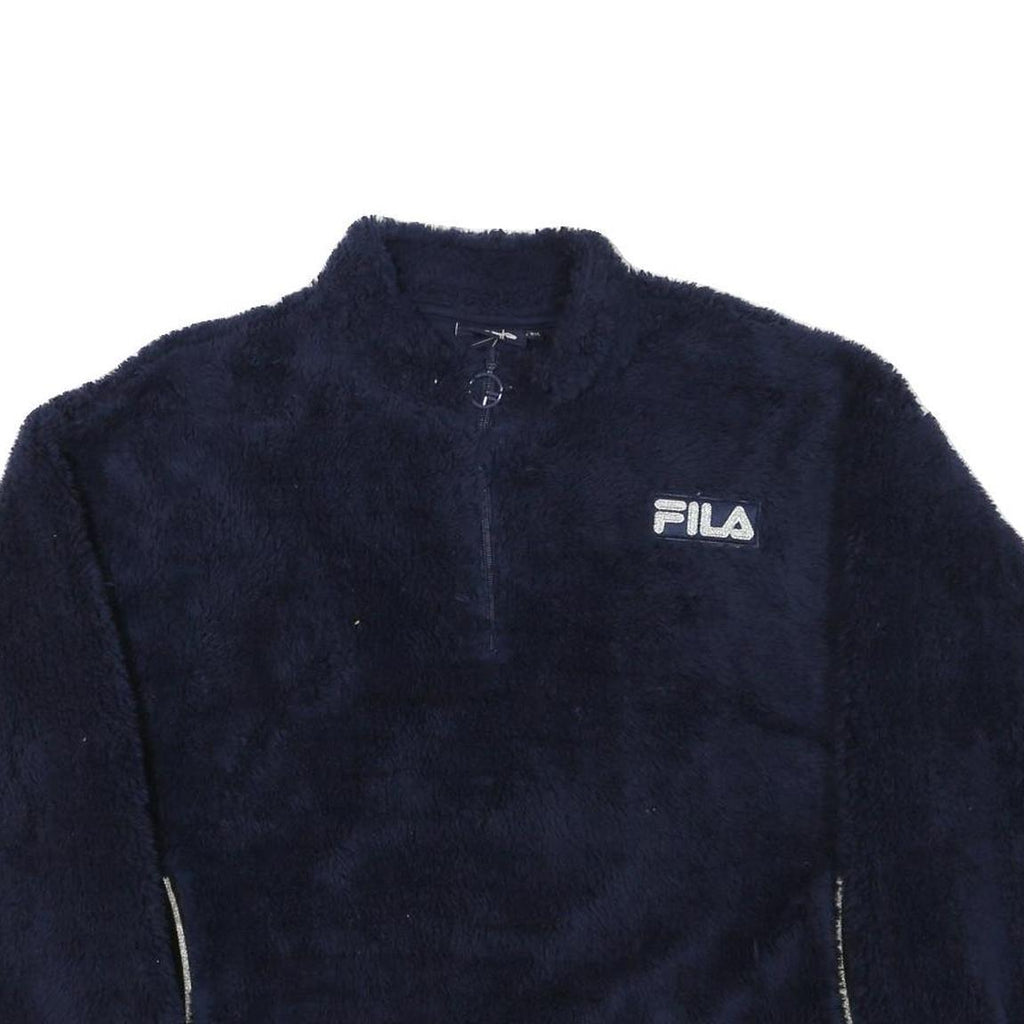 FILA Womens Navy Blue Polyester Blend Zip Jacket 2XL Fleece Casual Outerwear