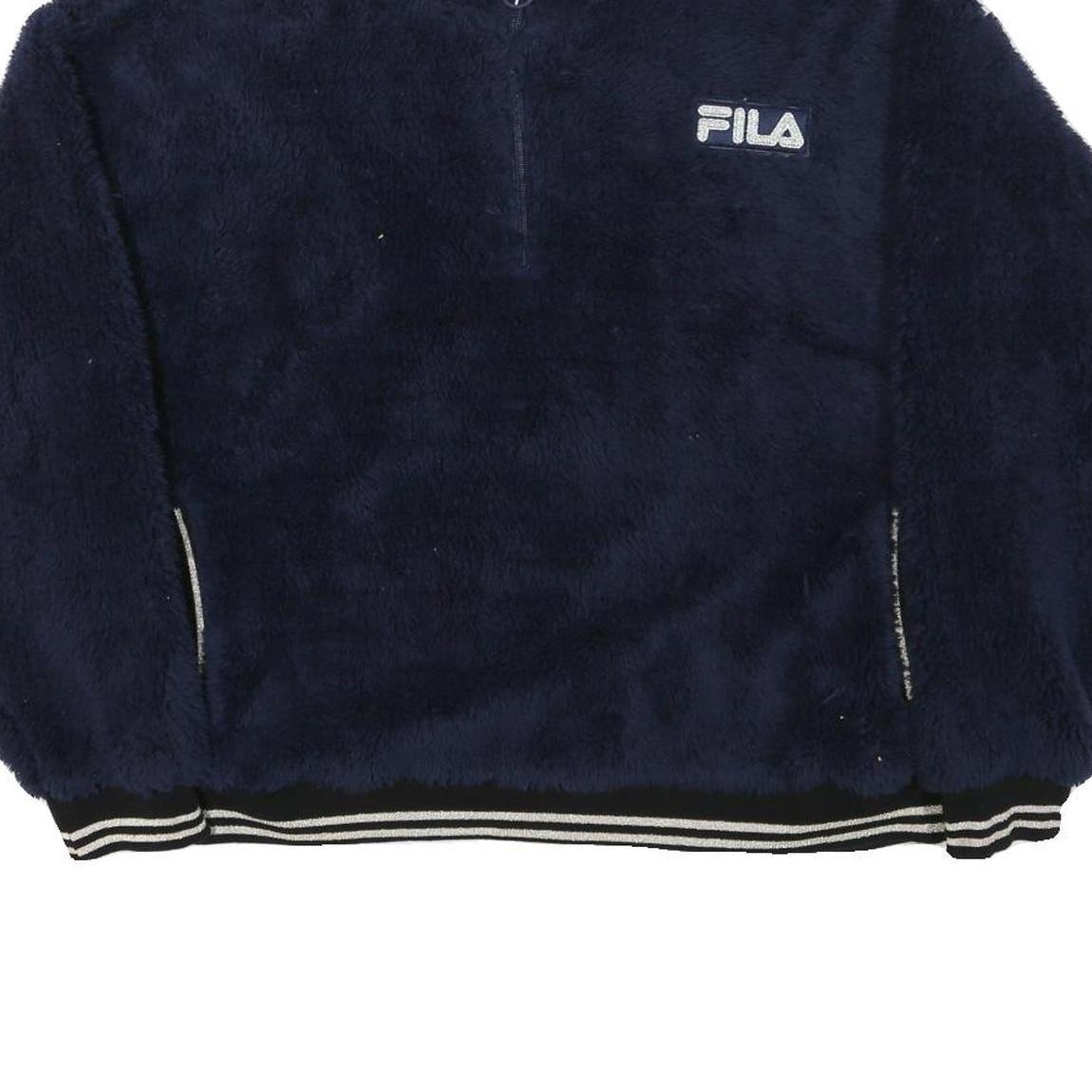 FILA Womens Navy Blue Polyester Blend Zip Jacket 2XL Fleece Casual Outerwear