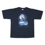 ALORE Mens Black Graphic T-Shirt XL Short Sleeve Crew Neck Moon Dolphins