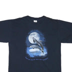 ALORE Mens Black Graphic T-Shirt XL Short Sleeve Crew Neck Moon Dolphins
