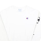 CHAMPION REVERSE WEAVE Mens White Crew Neck Sweatshirt XS Champion Sleeve Logo