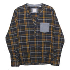 MUSTANG Womens Black & Yellow Checked Shirt Long Sleeve V-Neck Button S Casual