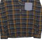 MUSTANG Womens Black & Yellow Checked Shirt Long Sleeve V-Neck Button S Casual