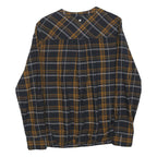 MUSTANG Womens Black & Yellow Checked Shirt Long Sleeve V-Neck Button S Casual