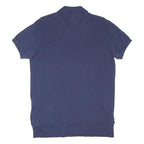 POLO RALPH LAUREN Mens Blue & Red Polo Shirt Short Sleeve Plain M Cotton Blend