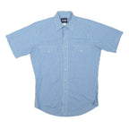WRANGLER Mens Blue & White Check Shirt M Casual Button Pocket Retro