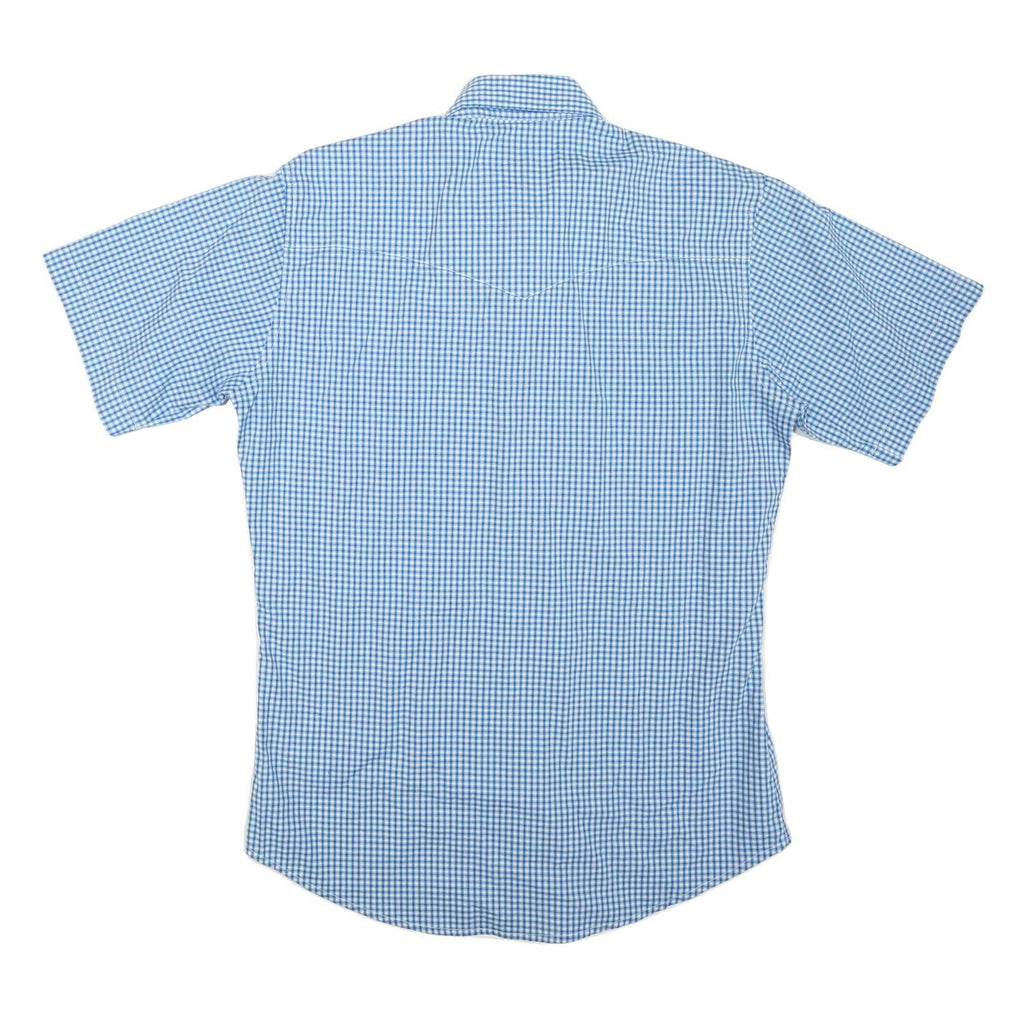 WRANGLER Mens Blue & White Check Shirt M Casual Button Pocket Retro