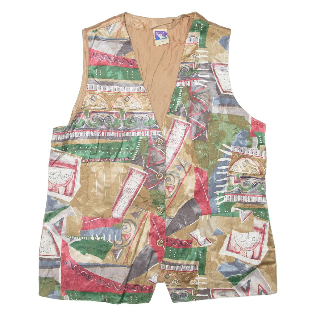 YESSICA Womens Waistcoat Brown Crazy Pattern L