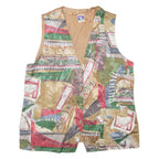 YESSICA Womens Waistcoat Brown Crazy Pattern L