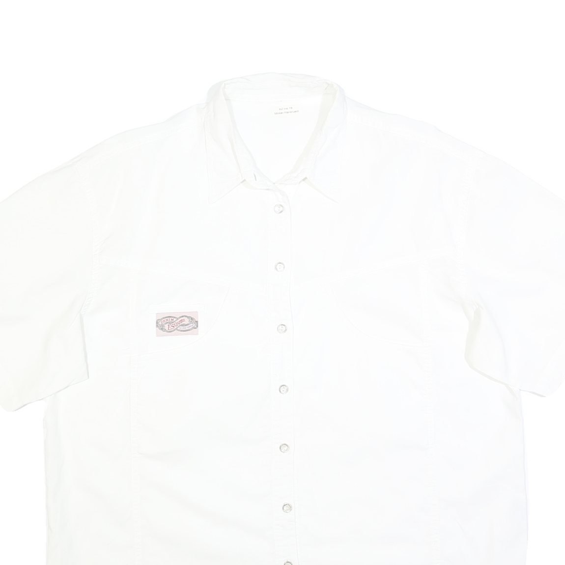 Womens White Cotton Blend Shirt XL Casual Summer Button Up Short Sleeve