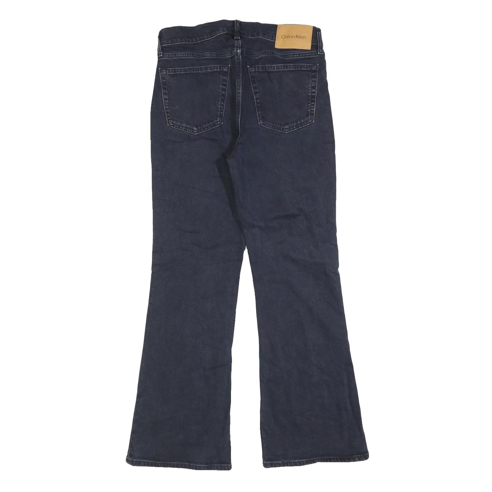 CALVIN KLEIN Womens Jeans Black Regular Flared Denim Dark W30 L30 Zip Cotton