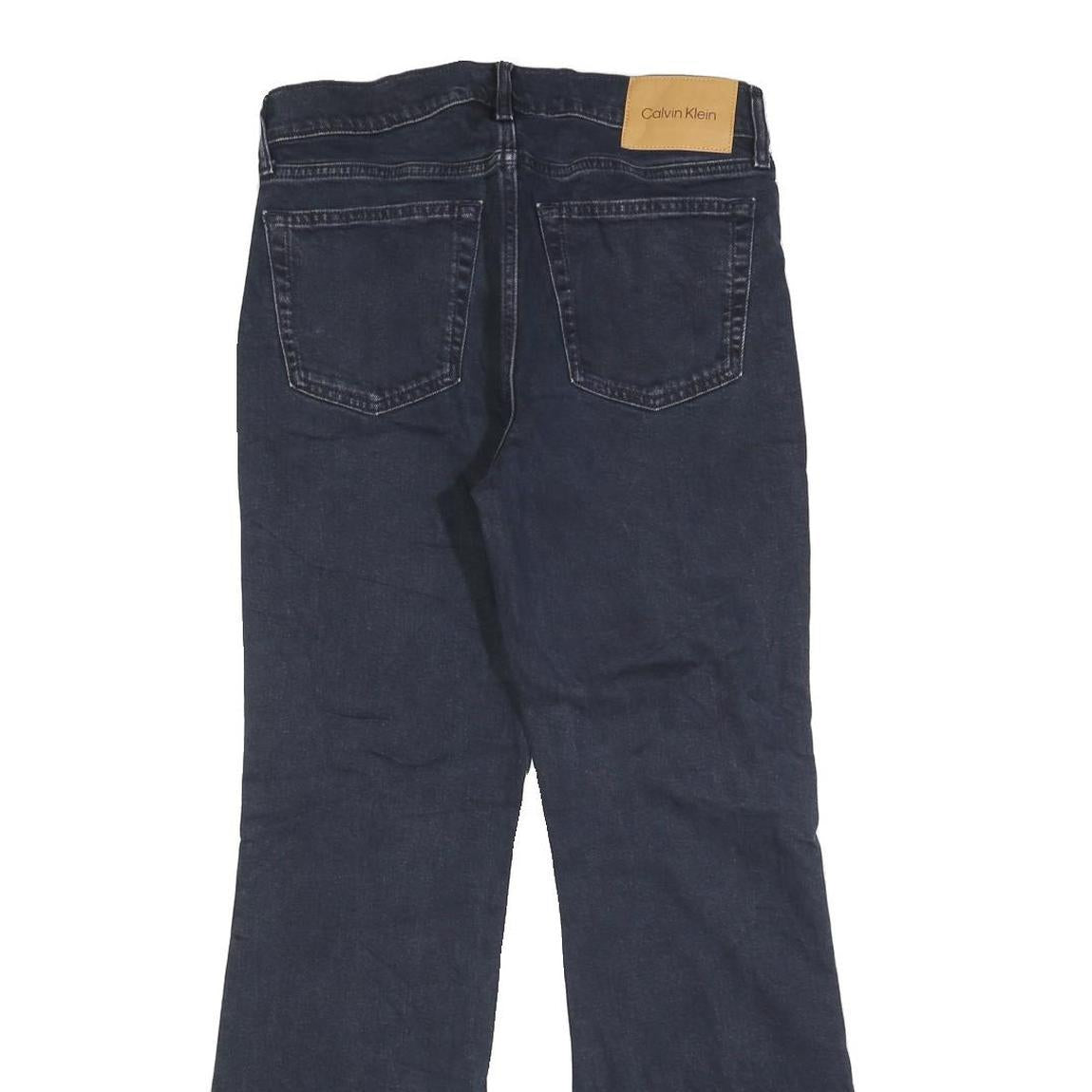 CALVIN KLEIN Womens Jeans Black Regular Flared Denim Dark W30 L30 Zip Cotton