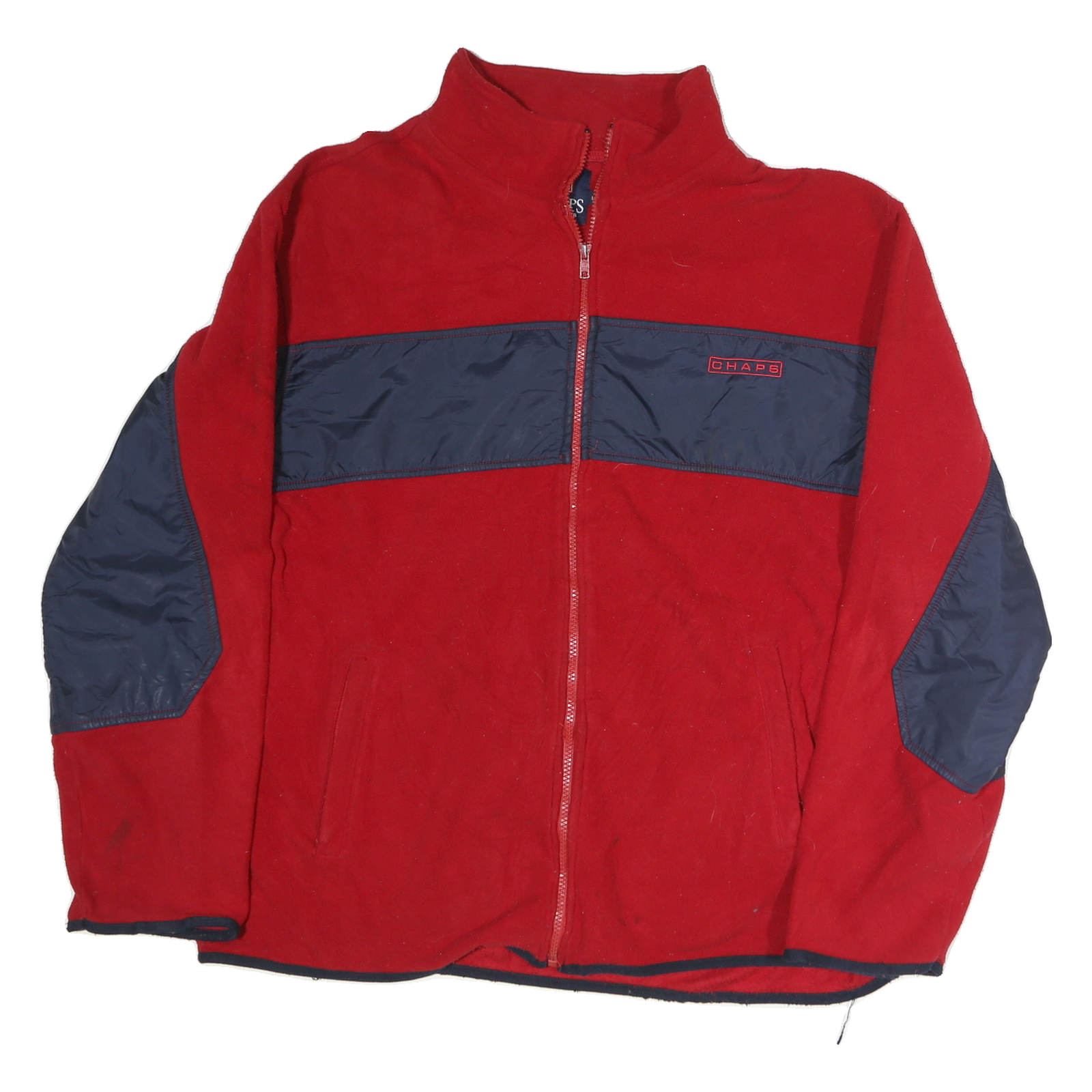 CHAPS Mens Red & Navy Classic Jacket L Polyester Zip Outdoor Casual