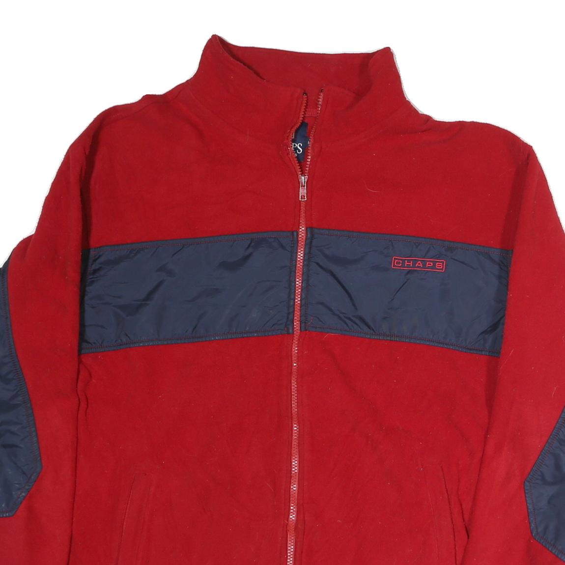 CHAPS Mens Red & Navy Classic Jacket L Polyester Zip Outdoor Casual