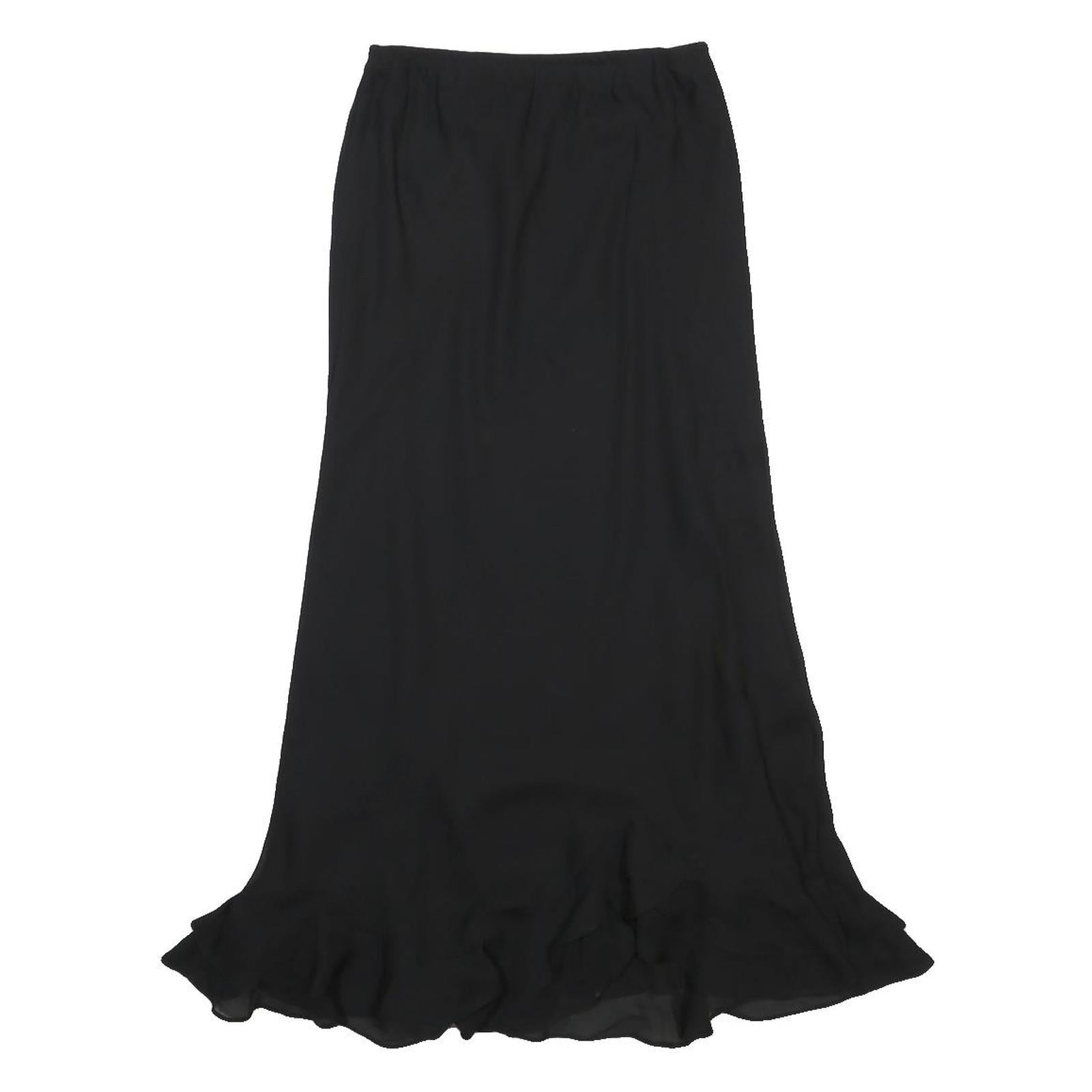 PERI PETITES Womens Black Maxi Polyester Woven Flared Skirt S Elegant Hosiery
